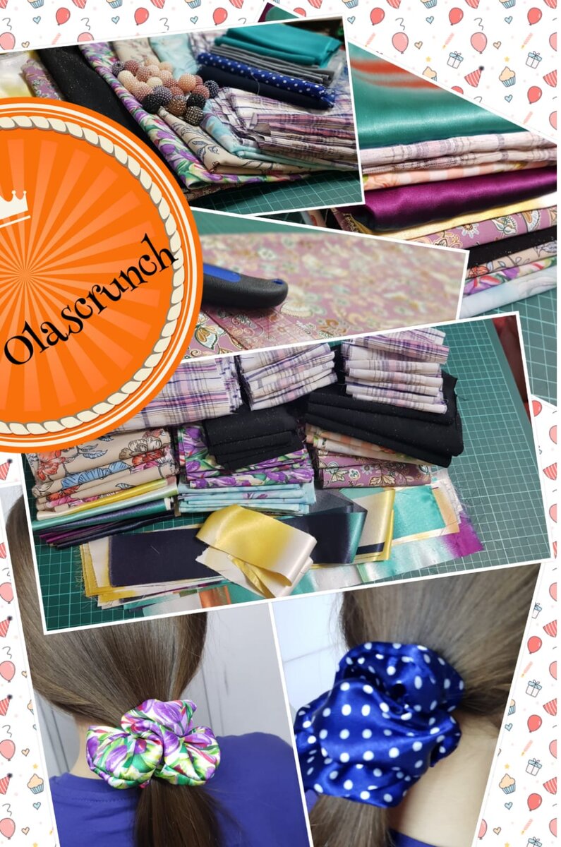 Нарезала ткань для будущих резинок.