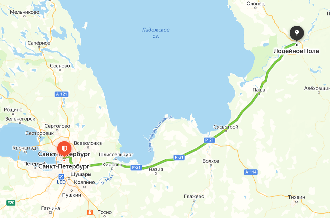 Санкт-Петербург - Лодейное Поле. Яндекс.Карты