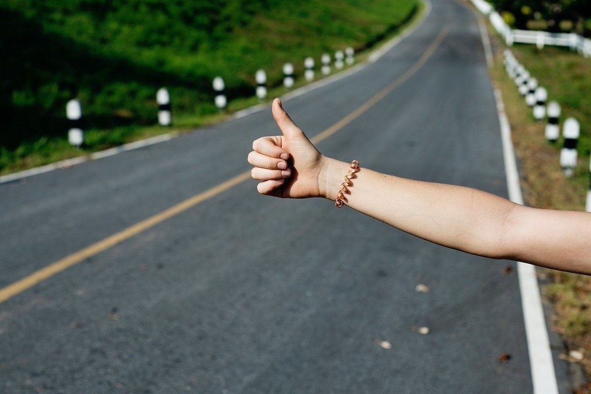 Голосует на дороге