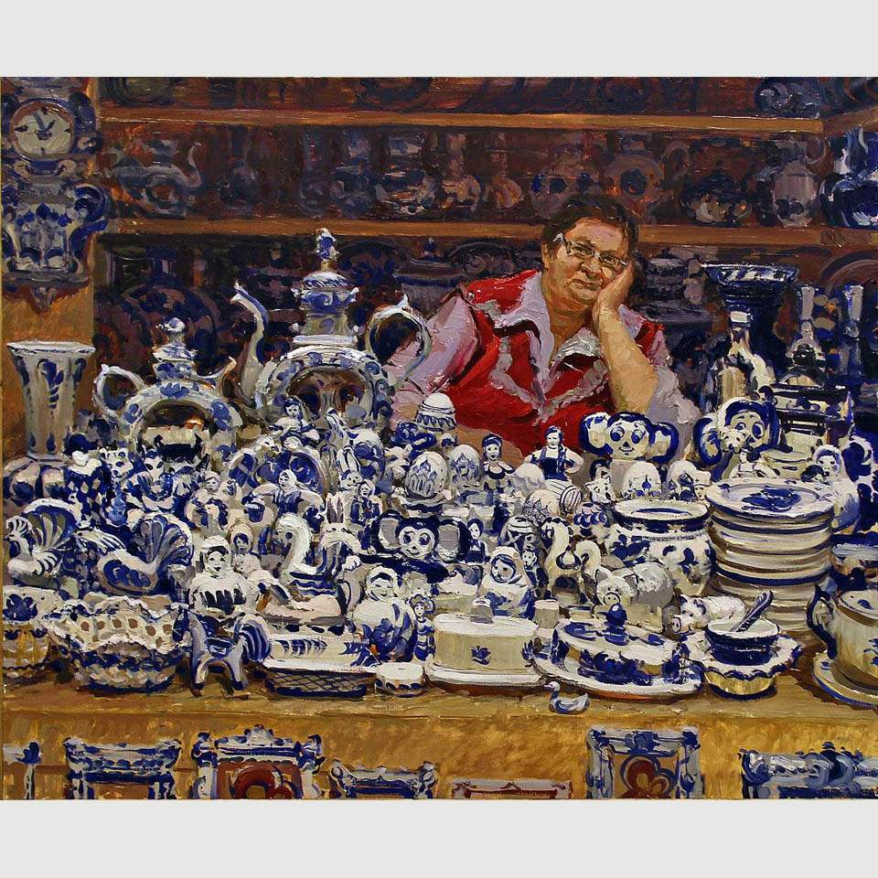 Вера Лагутенкова. Гжель. 2016 г. Холст, масло. Источник: http://www.visit-city.art/events/together-again/