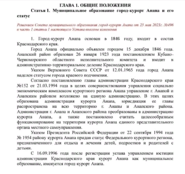 Скриншот автора публикации с портала Анапа.Медиа - копия Устава МО г-к Анапа