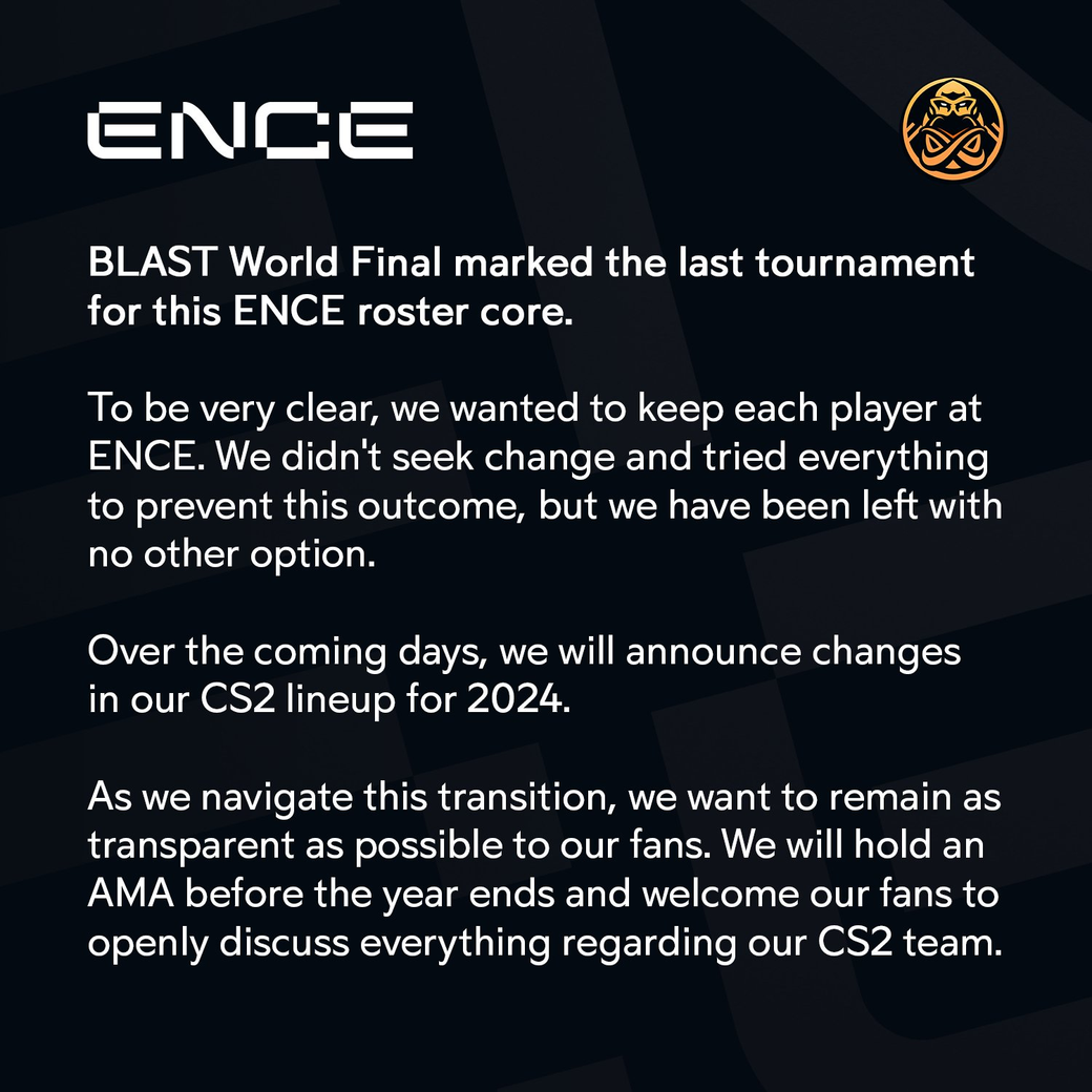     Заявление ENCE