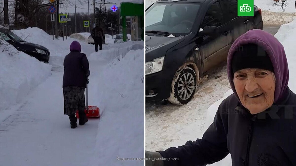 Люблю порядок»: в Липецкой области 93-летняя бабушка сама чистит снег на  улицах | НТВ: лучшее | Дзен