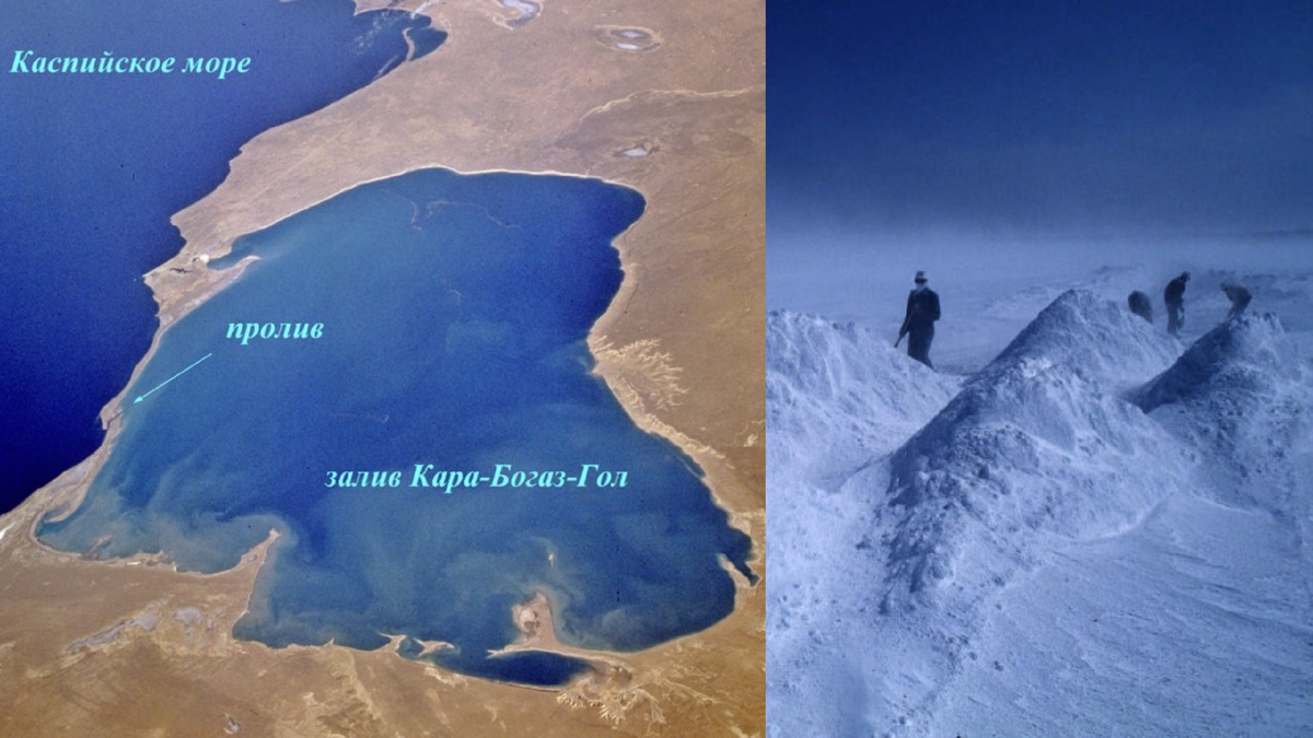 Солончаки залива Кара-Богаз-Гол в Туркменистане