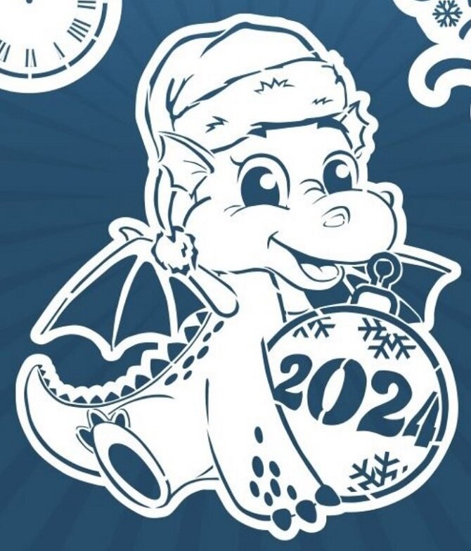 Трафареты и шаблоны драконов для вырезания из бумаги на окно на Новый 2024 год