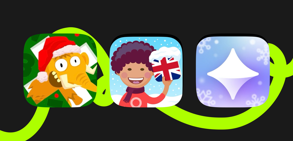 Пример новогоднего оформления иконок приложений магазина игр и доски объявлений