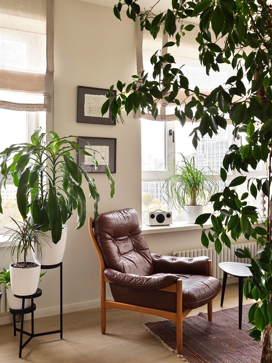 Фрагмент зоны гостиной. Кресло винтажное.