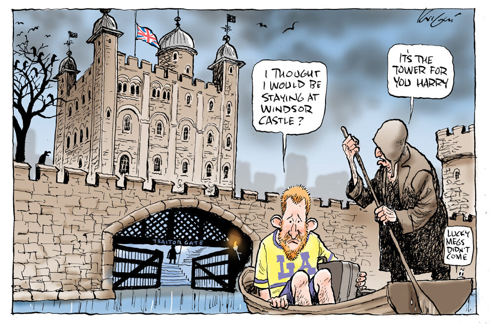 Гарри: Я думаю, я остановлюсь в замке Виндзор? Лодочник: это Тауэр для тебя, Гарри! 