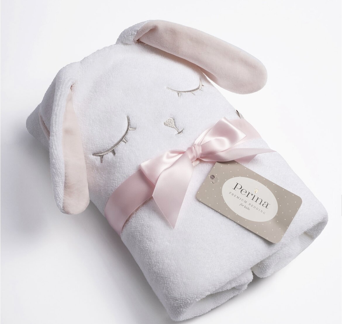 Детское полотенце с капюшоном Perina "Лапушка розовая", 95 х 95 см, полотенце для новорожденного с уголком Перина