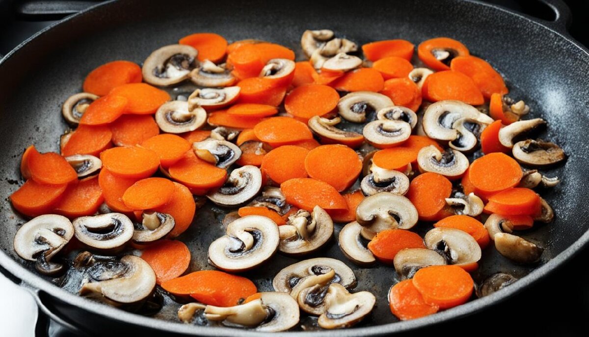 Можно обжаривать грибы отдельно от моркови, а можно вместе