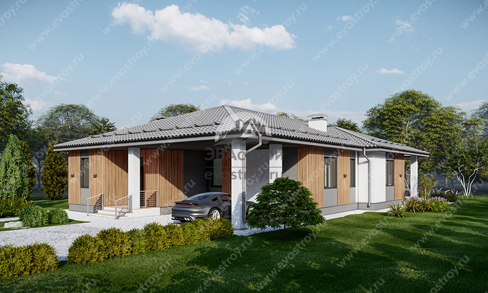 Проект одноэтажного дома 135 м2 из керамических блоков с кабинетом - LK-87