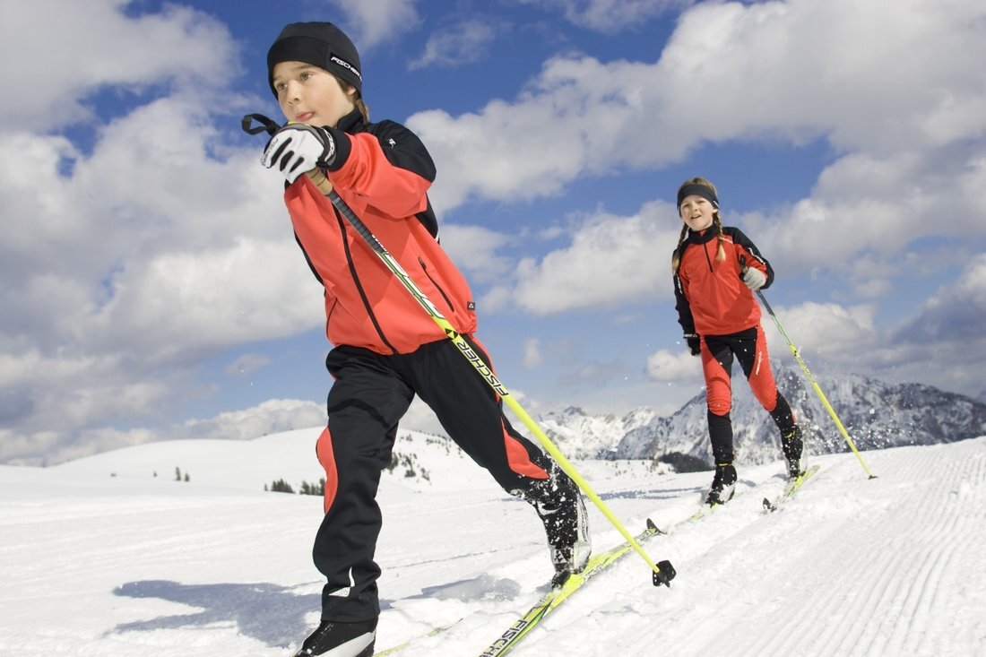 Ski coach giving a class