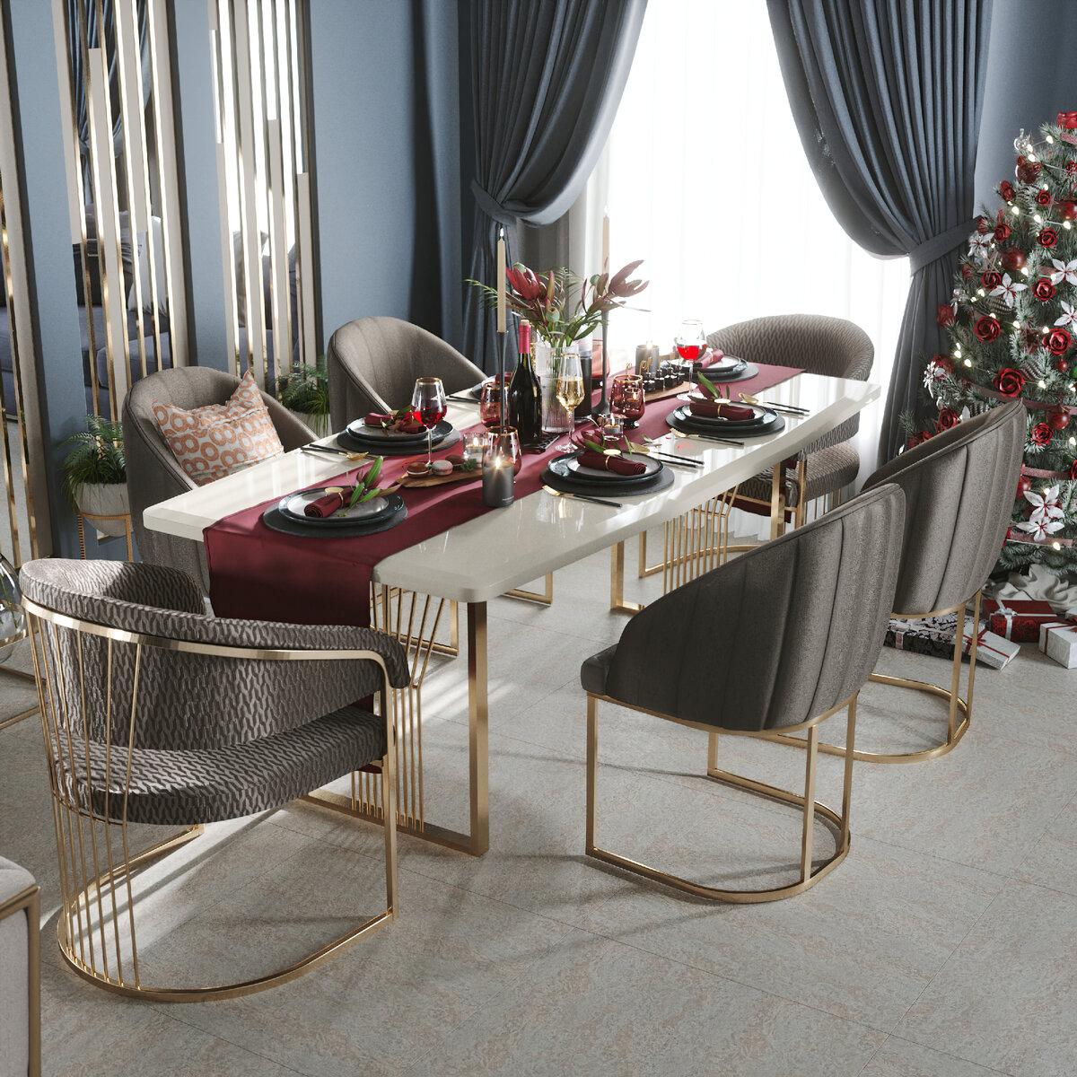 Пример сервировки новогоднего стола от Lifestyle Unico