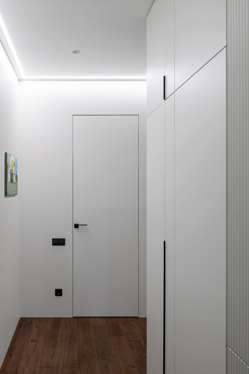 Скрытая дверь с акцентной дверной ручкой