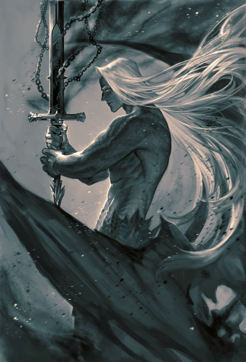 Аномандер Рейк из "Малазанской книги павших" превращается в дракона (арт Angel1802, Pinterest).