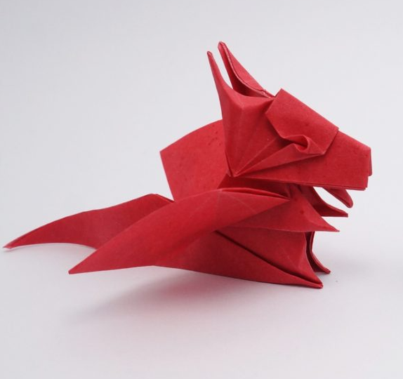 Оригами. Как сделать дракона из бумаги. Бумага ручной работы.