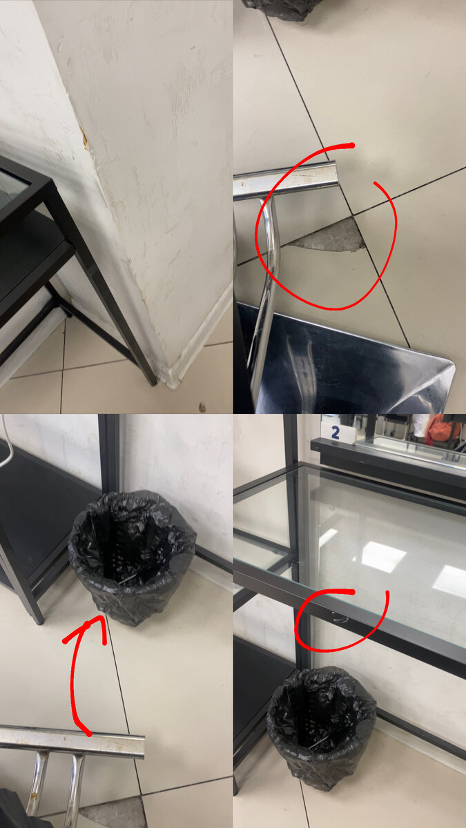 Открытые мусорные ведра, припаянные термоинструментами столики, битая плитка на полу и обшарпанные стены.