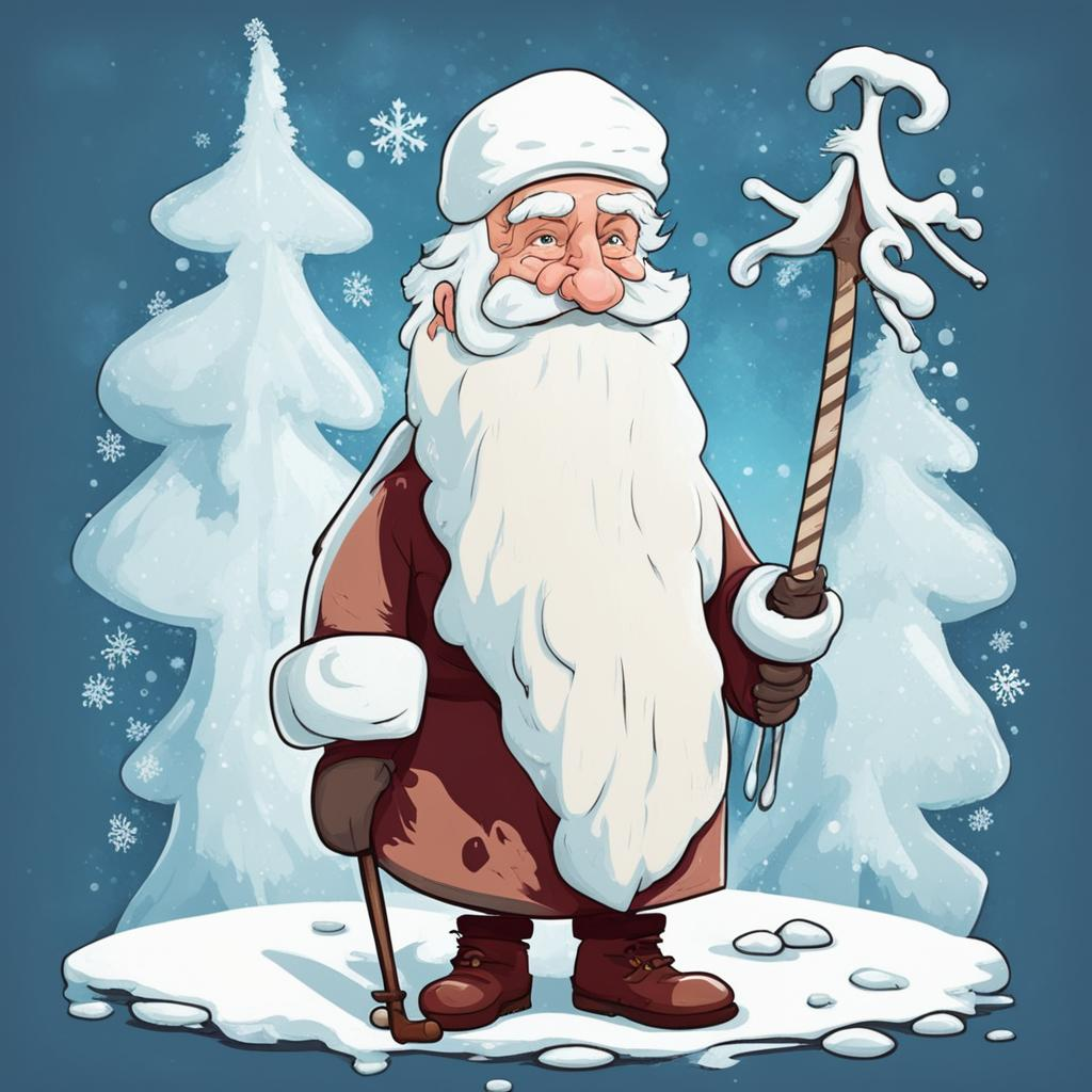 Промпт: дед Мороз, мультяшный стиль 