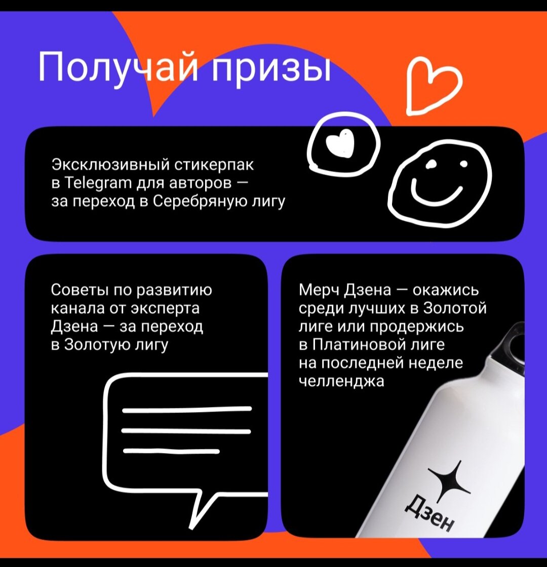 список призов челленджа от Дзен