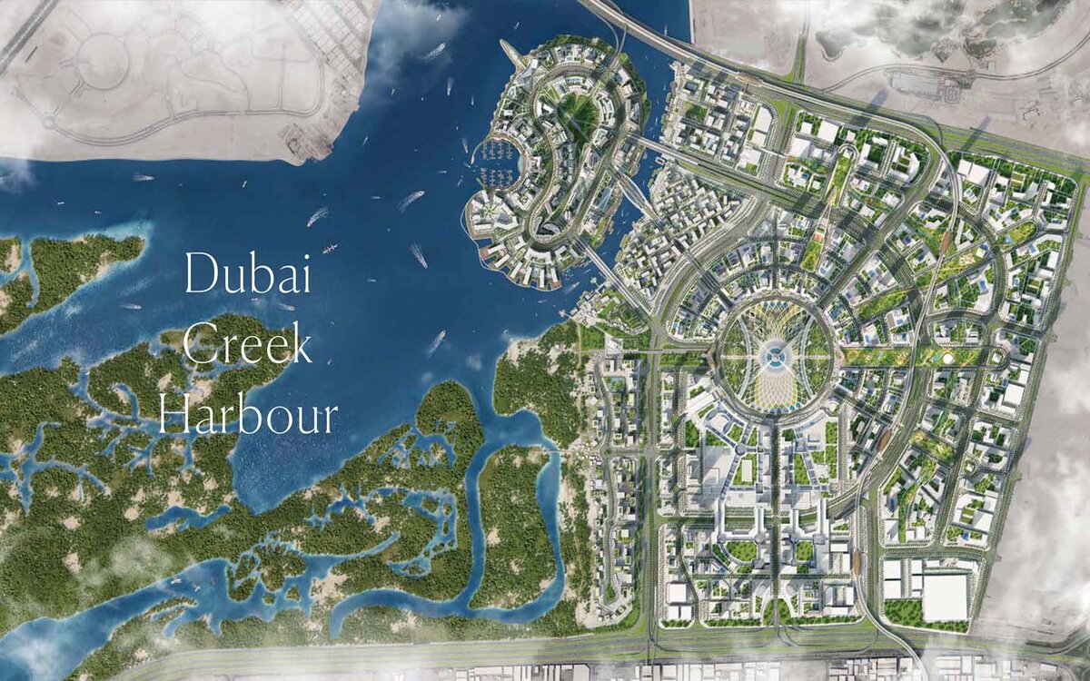 Мастер-план Dubai Creek Harbour от застройщика Emaar Properties (фото с сайта bayut.com)