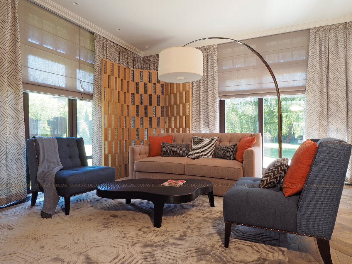 Реализованный интерьер студии дизайна m_ars Architects. Мягкая мебель Sofas & Decor.
