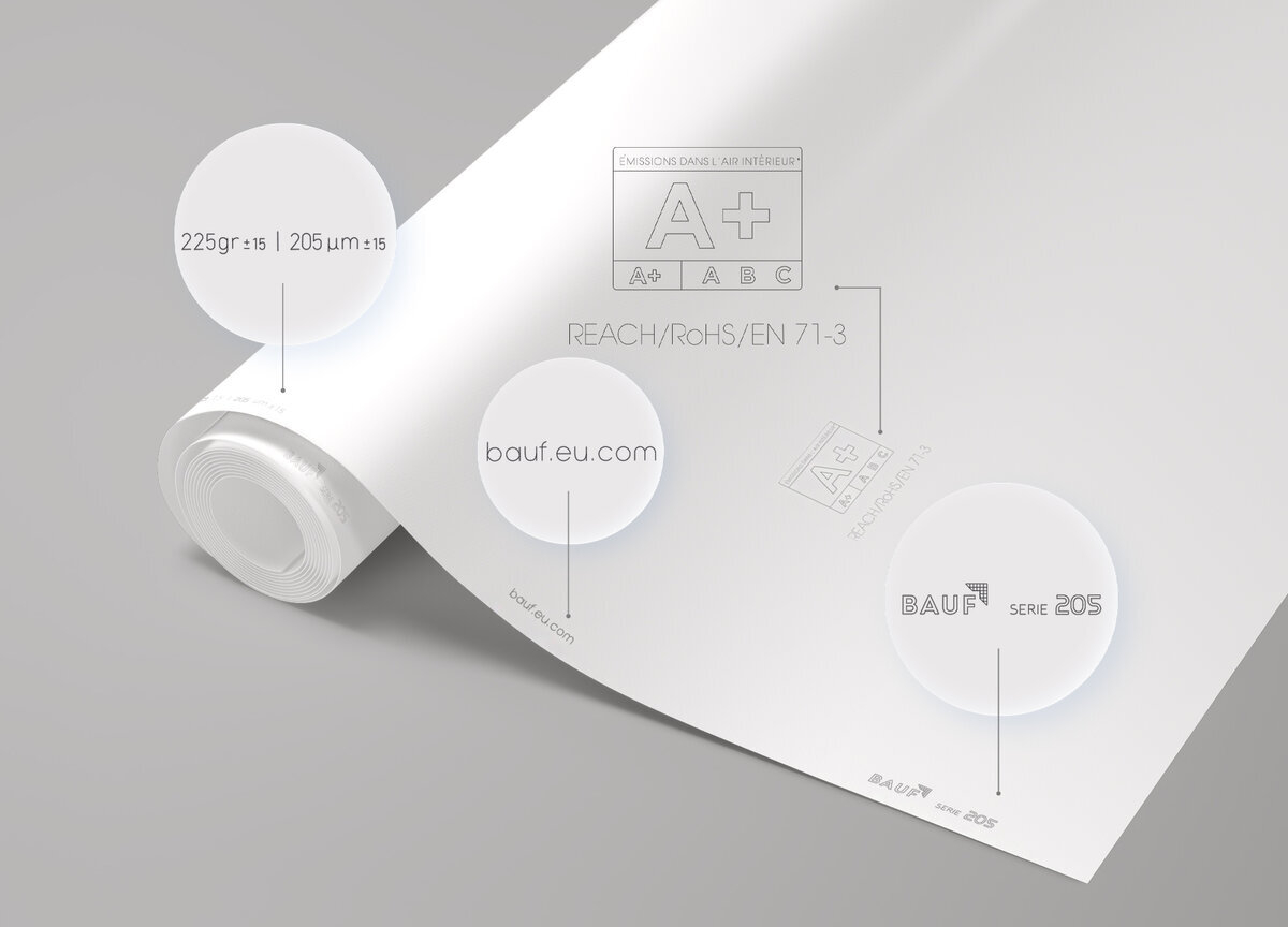 Немецкие натяжные потолки Bauf. Обратите внимание на маркировку.