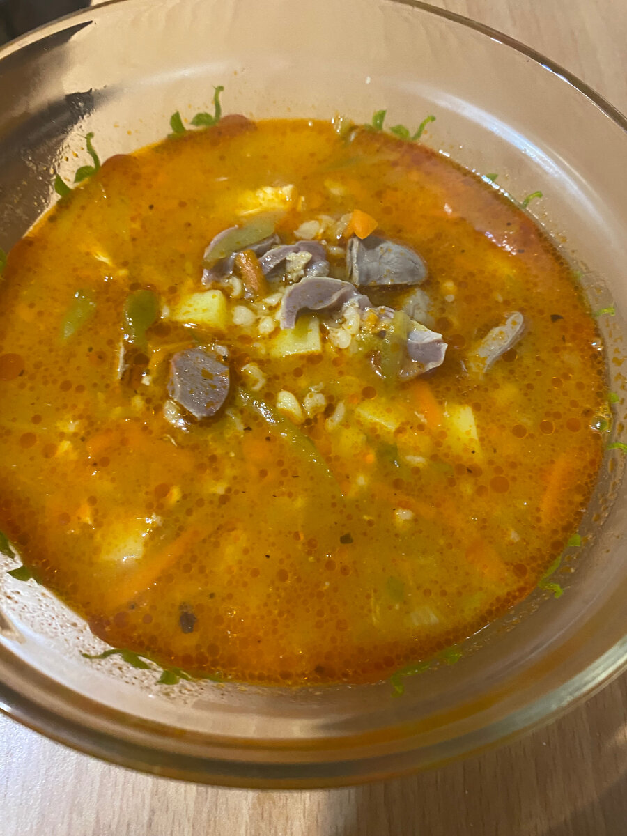 Рассольник с субпродуктами.