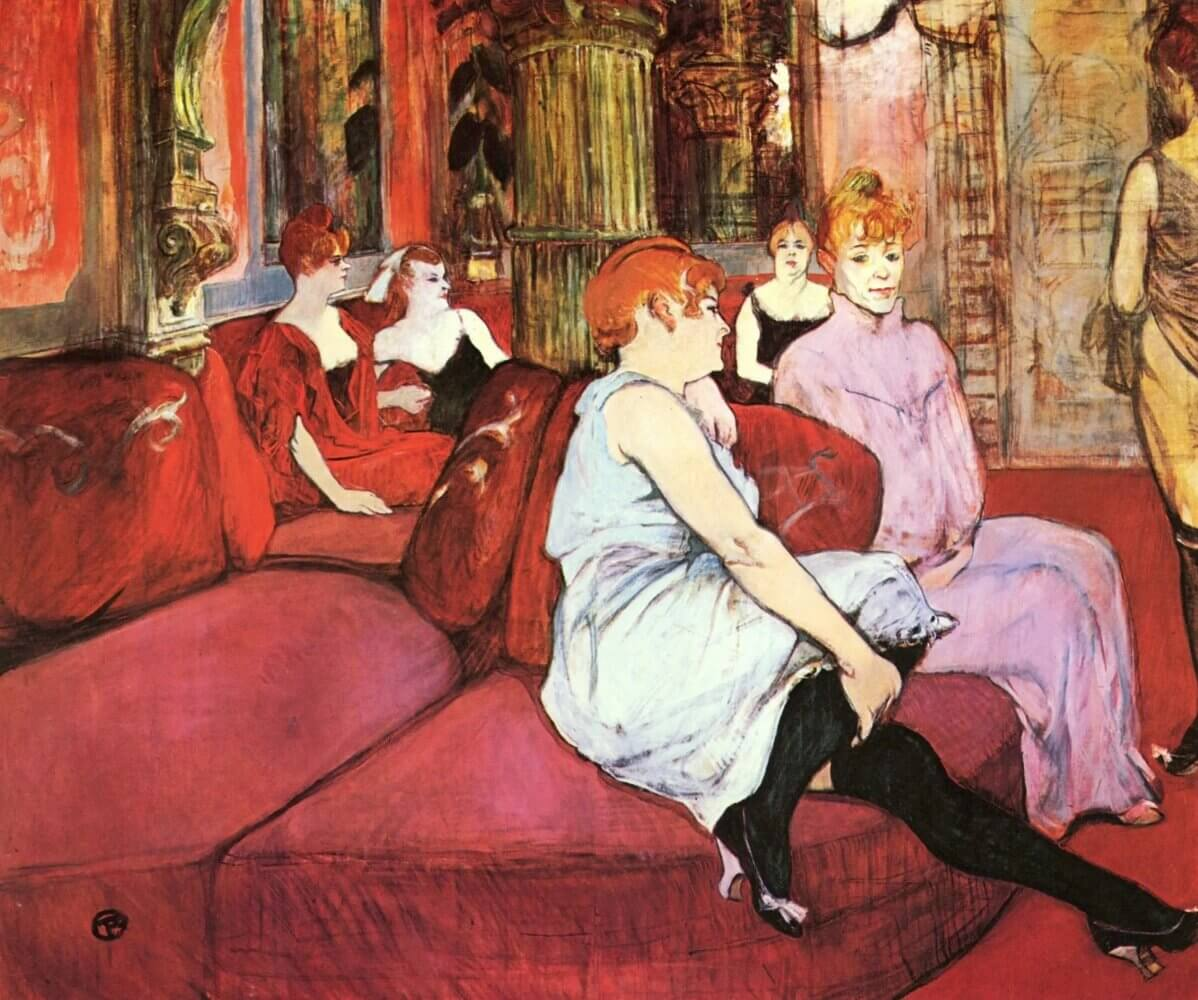 Анри де Тулуз-Лотрек. Салон на улице Мулен. 1894 год. Холст, масло, 111,5 см × 132,5 см. Музей Тулуз-Лотрека, Альби.