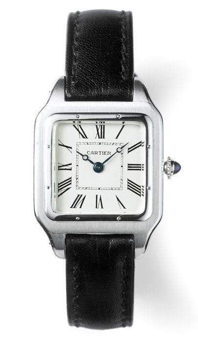 Часы Cartier Santos-Dumont из платины, начало 1900х годов, и Cartier Santos-Dumont из желтого золота, 1912 год (2 фото)
