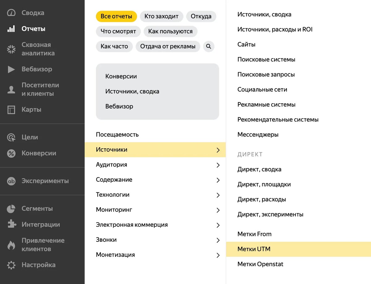 Отслеживание переходов по UTM-меткам
