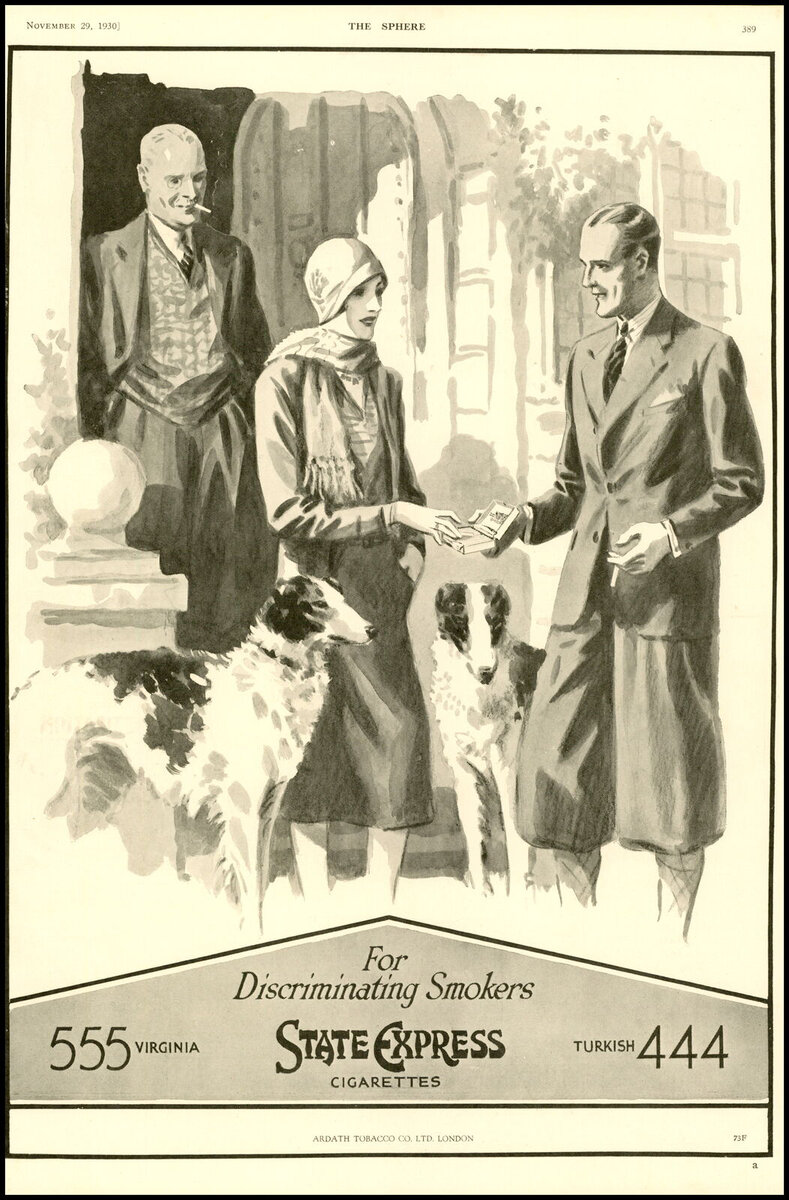 Реклама сигарет State Express 555 и 444, 1930 год