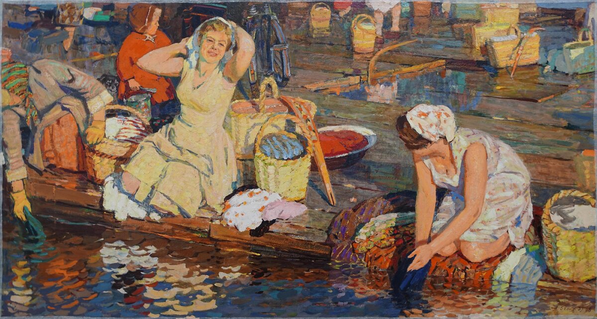 Алексей Белых. Вечер на Волге, 1958—1968. Холст, масло. 105 х 198 Костромской государственный историко-архитектурный и художественный музей-заповедник., фото:Пресс-служба выставки