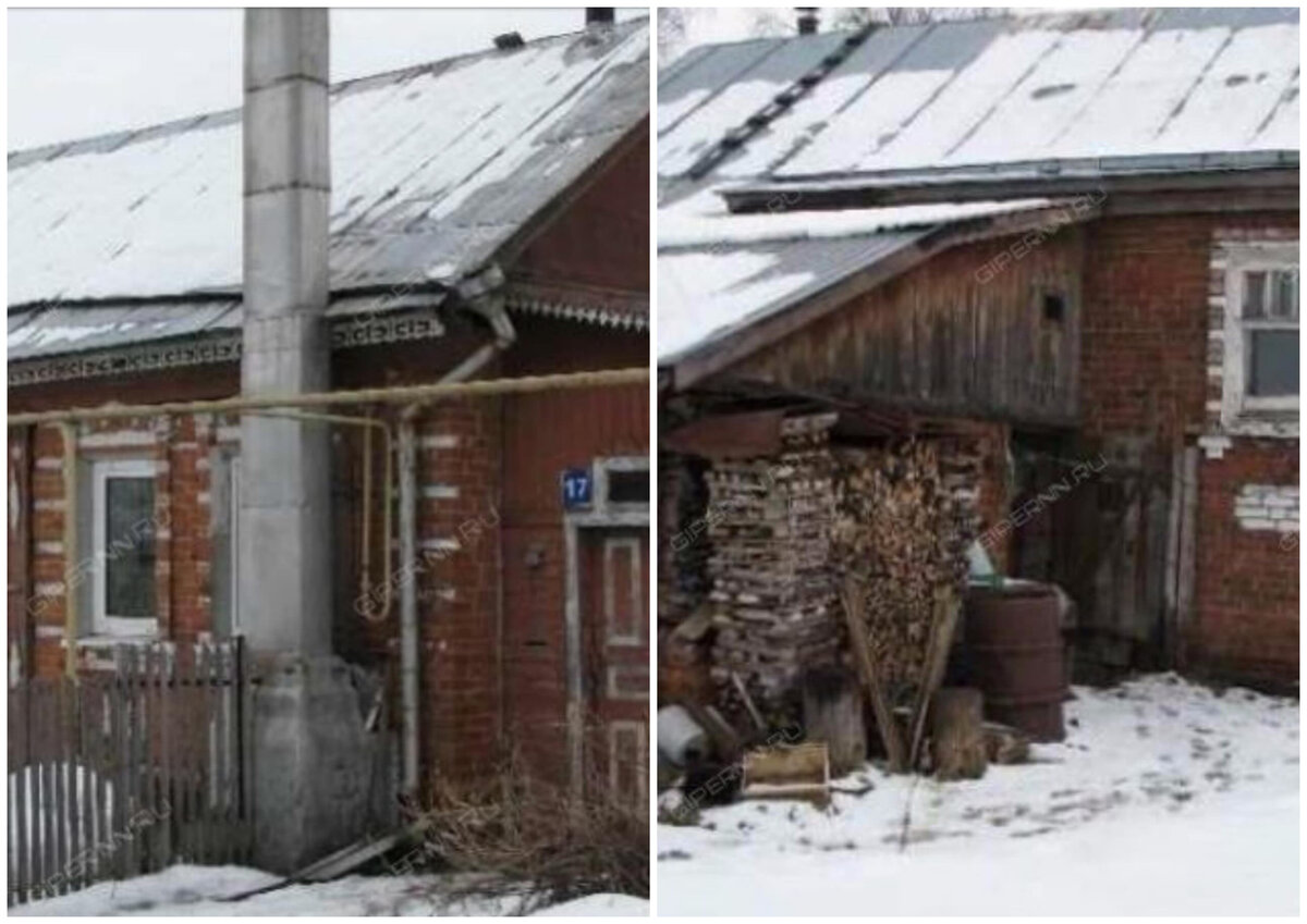 Фотографии только такого качества, но даже на них можно увидеть, что внешнее состояние дома было неплохим (крепкий, неразрушенный кирпич)