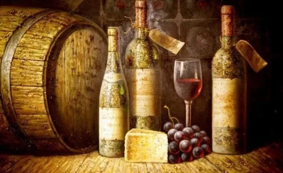 Натюрморт картина Минаева Сергея маслом вино. Натюрморт винный погребок картина маслом.