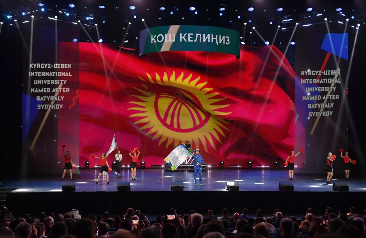 Карта Кыргызстана с флагом