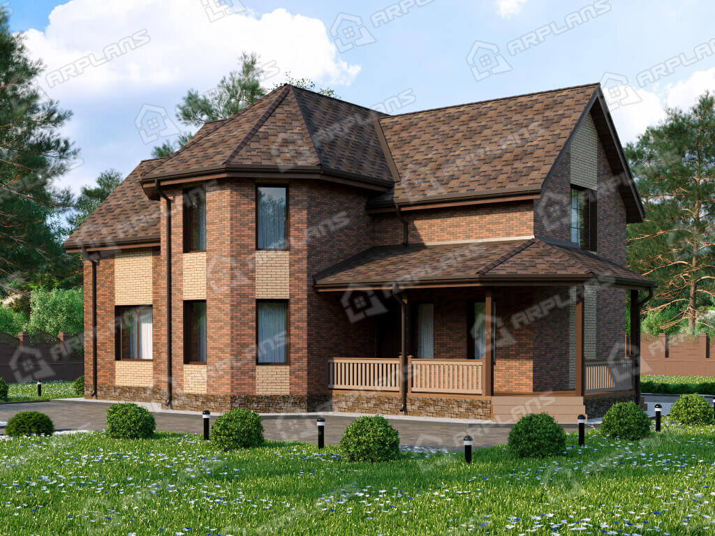 Фото 1 двухэтажного дома из газобетона. Источник arplans.ru Проект К-379 