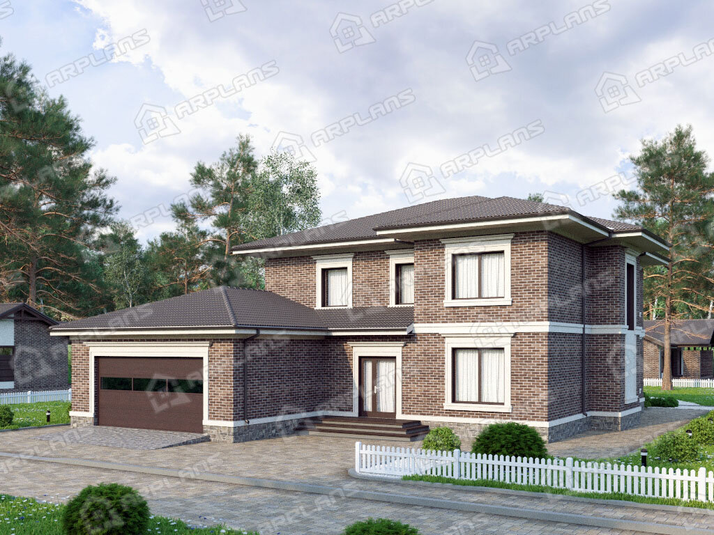 Фото 1 двухэтажного дома из газобетона. Источник arplans.ru Проект К-243