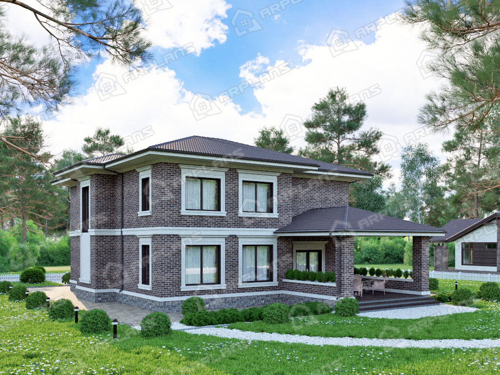 Фото 2 двухэтажного дома из газобетона. Источник arplans.ru Проект К-243