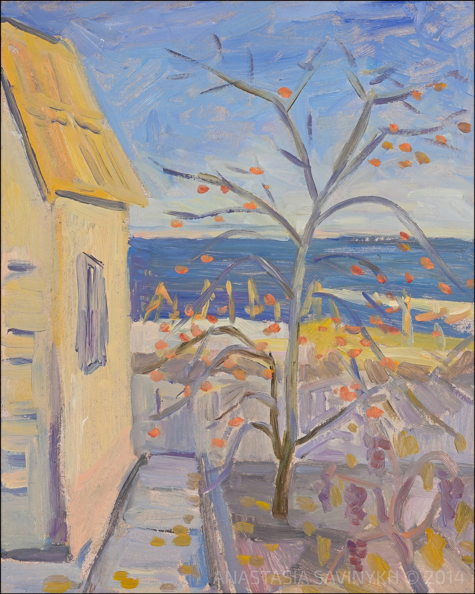 ХУРМА В ФЕОДОСИИ. 2014. Оргалит, масло. 50х40.