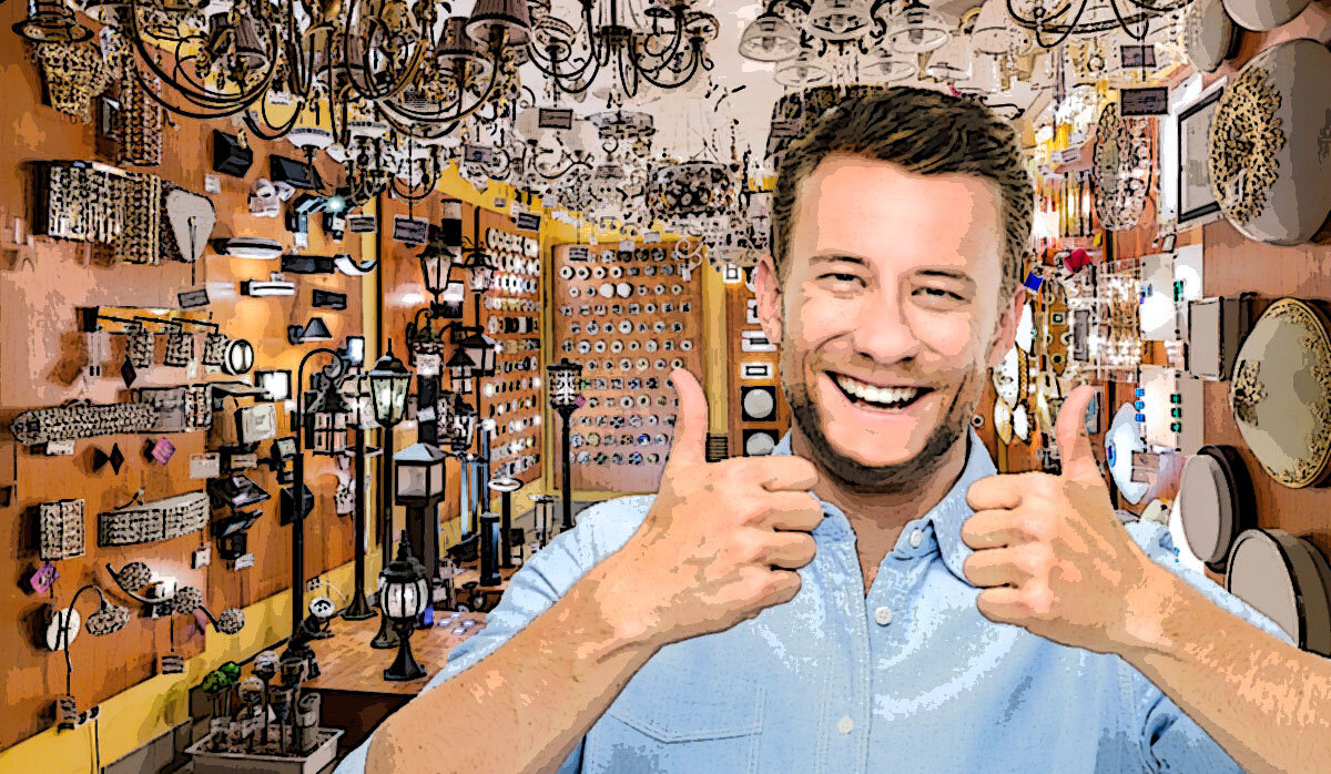 Доброжелательный продавец. Иллюстрация