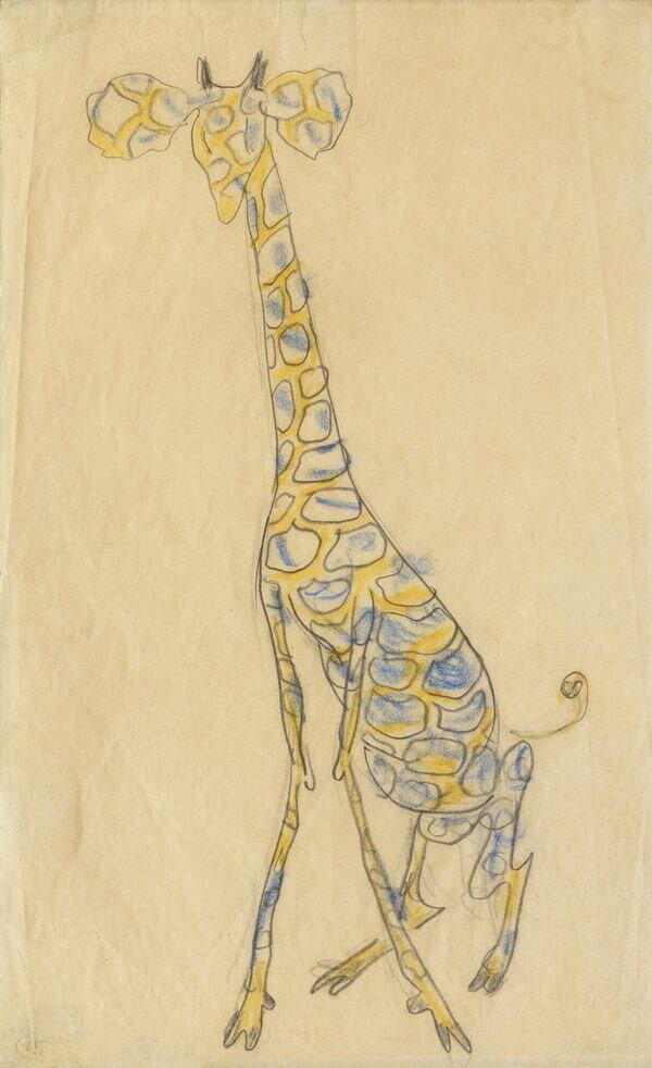 Маяковский В. В. Жираф. 1913. Бумага, пастель, карандаш. 42,5 х 26см.
