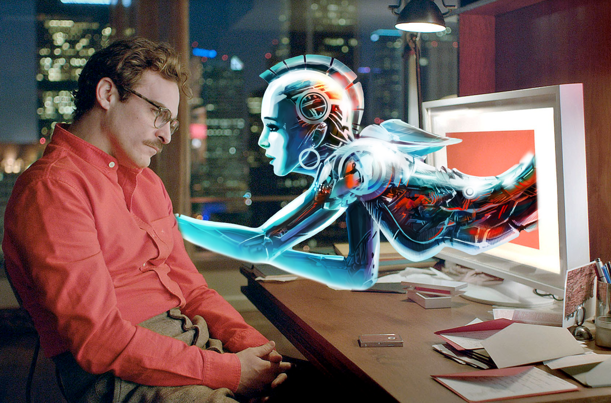 Побег от одиночества. Когда искуственный интеллект  вторгается в сферу человеческих взаимоотношений. Яркий пример - фильм "Она"