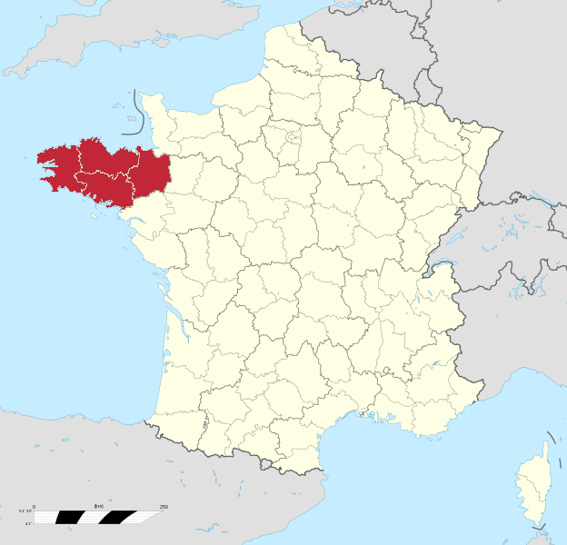 Герцогство Бретань на карте Франции