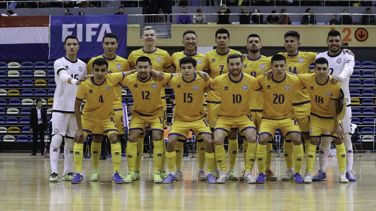    Сборная Казахстана по футзалу. Командное фото:Пресс-служба Казахстанской федерации футбола