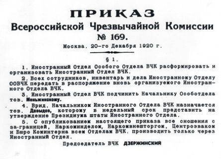 Ежегодно 20 декабря Служба внешней разведки отмечает свой день рождения. В этот день в  1920 году Феликс Дзержинский подписал исторический приказ № 169 