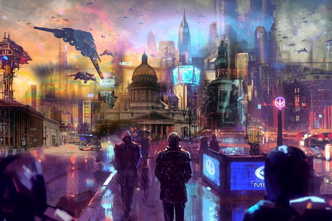 Русские антиутопии. Город будущего Cyberpunk 2077. Питер в 2077. Питер киберпанк. Россия в будущем.