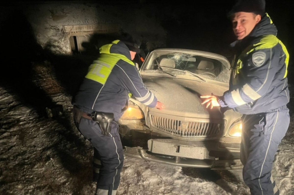    Полицейские вытащили автомобиль с поля
