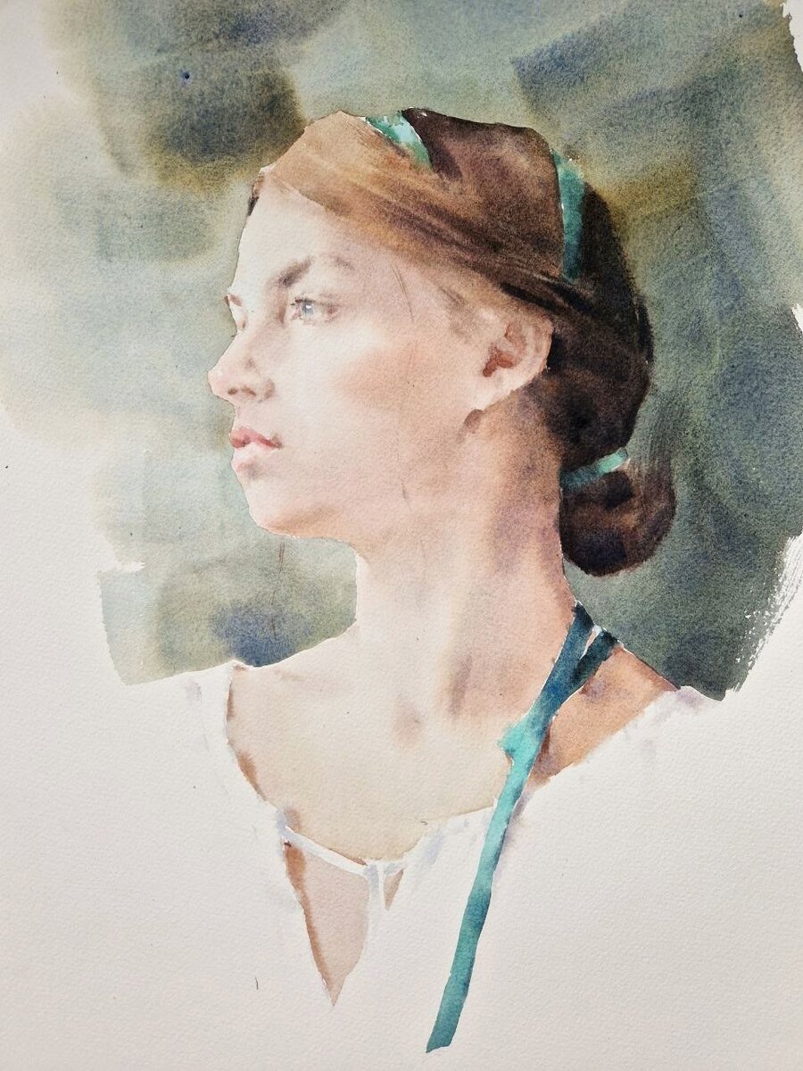 Портрет художника В.Акуловой, автопортрет.  В уроке мы рисуем не только по фото, но и наблюдаем за самой художницей - ведь она и есть модель. Листайте галерею.