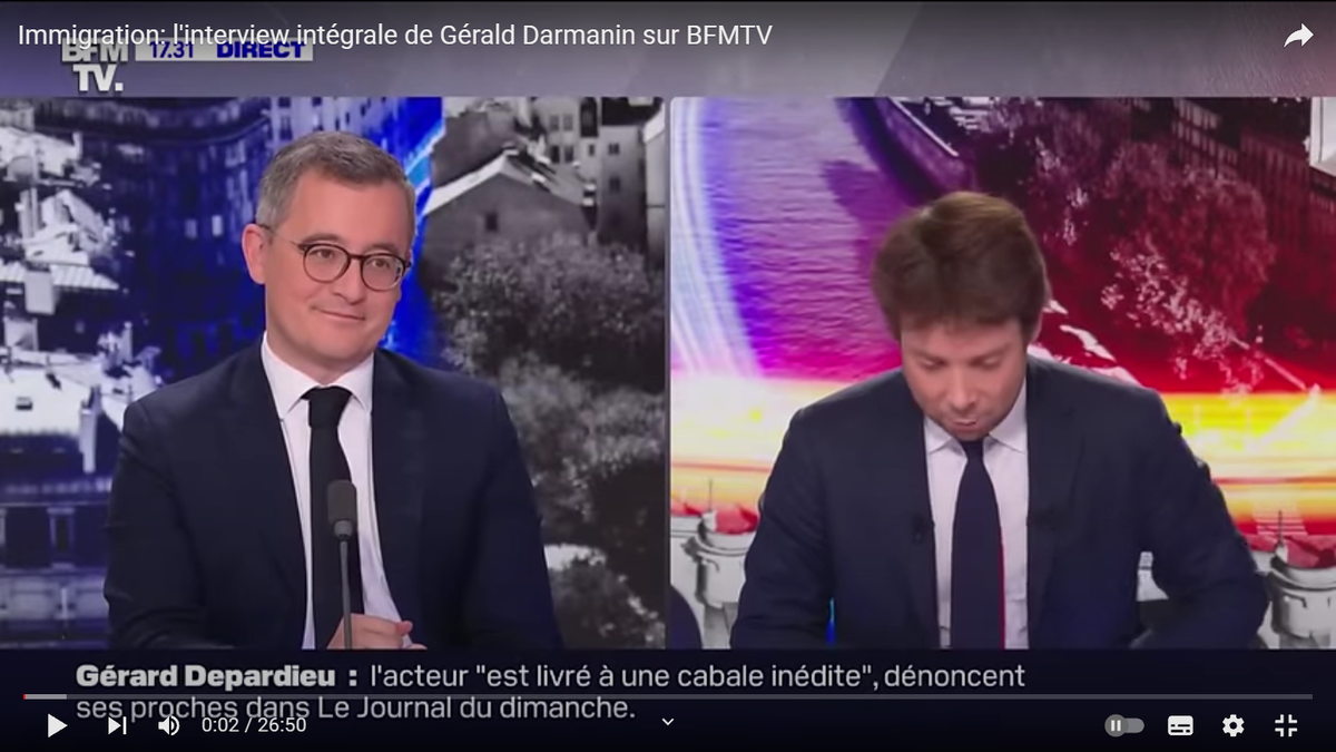 Жеральд Дарманен (слева)в передаче на BFM TV, скриншот с канала BFM TV в YouYube