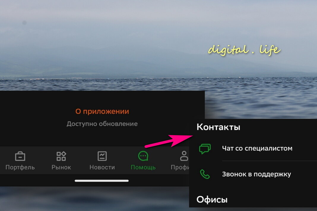 Внизу экрана приложения нажать на Помощь и выбрать Чат со специалистом. Если есть вопросы